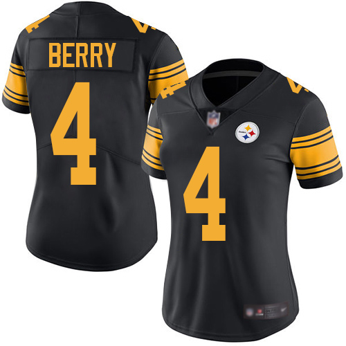 Women Pittsburgh Steelers Football #4 Limited Black Jordan Berry Rush Vapor Untouchable Nike NFL Jersey